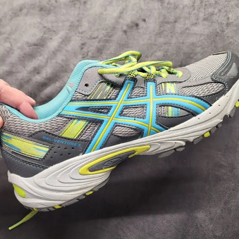 ASICS Gel-Venture 5 Running Shoes Womens Sz 8.5 T5N9N Grey Turquoise Lime